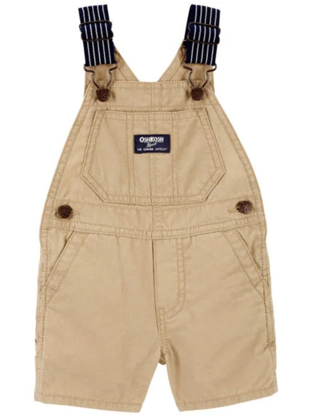 NWT OshKosh B'gosh Hickory Stripe Strap Khaki Shortalls Overalls 18M